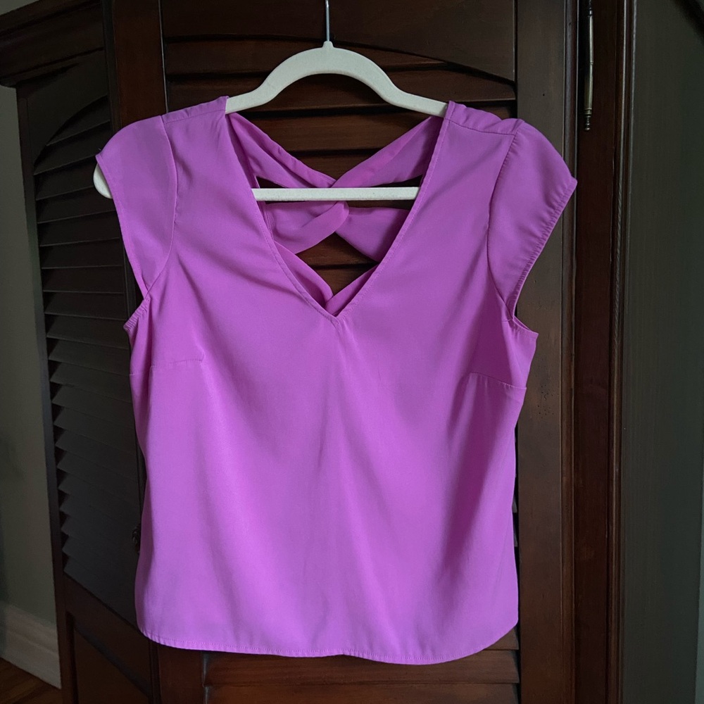 Express V-Neck Magenta Blouse with Back Detail